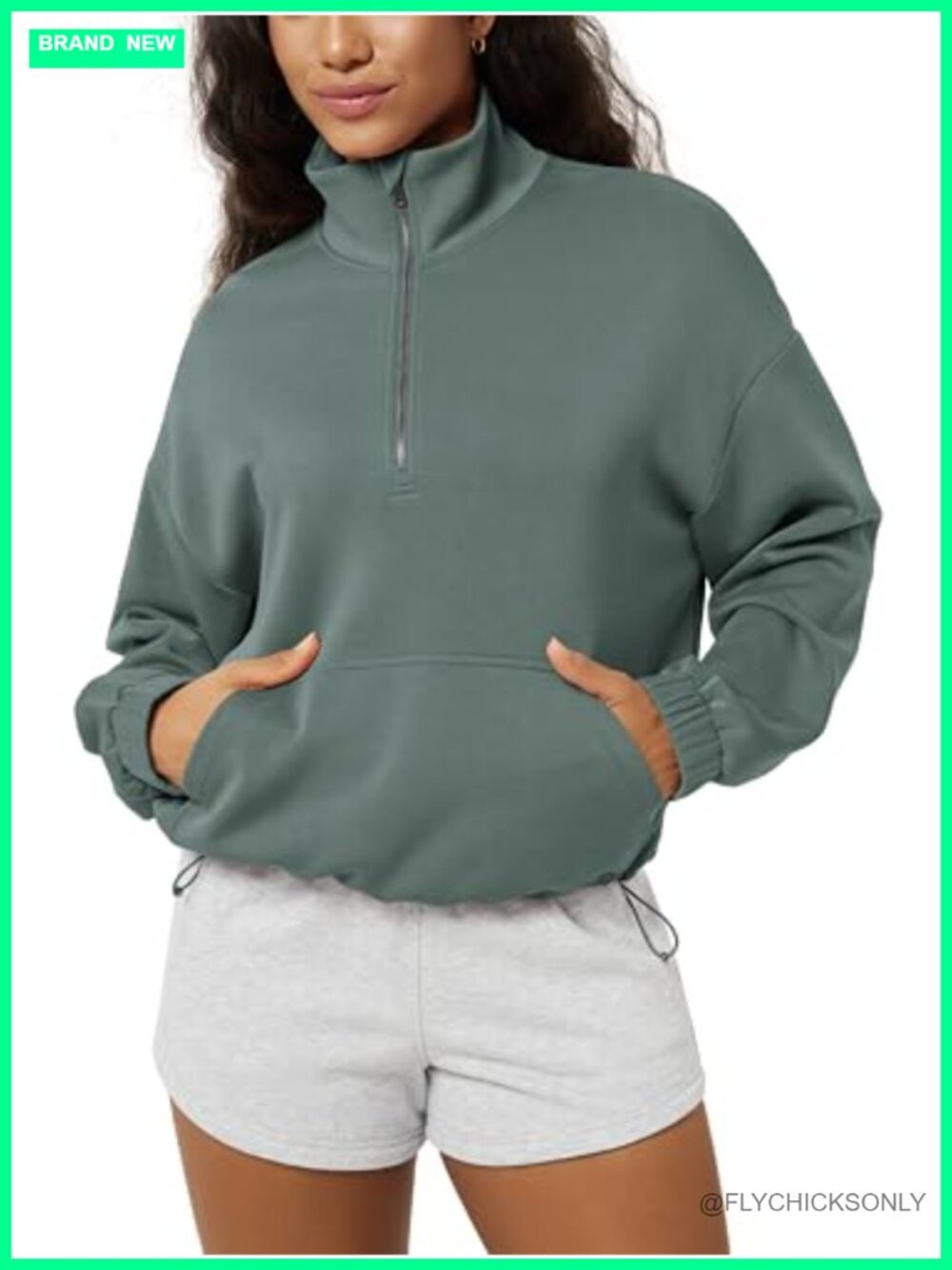 Modal Soft Oversize Half Zip Sweatshirt Funnel Neck Pullover Pockets